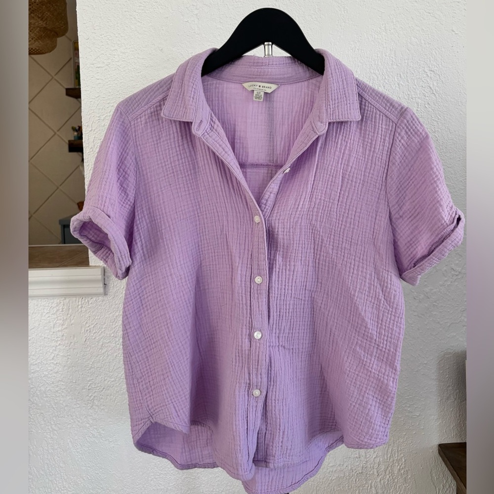 Lucky Brand Soft Lavender Gauze Button Shirt